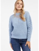 Orsay Pulover tricotat cu insertie din dantela - Albastru deschis