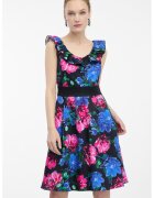 Orsay Rochie cu decolteu cu volan - Albastru royal/Roz