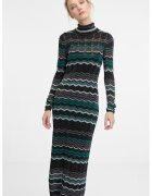 Orsay Rochie midi din tricot cu guler scurt - Negru/Gri deschis/Verde aquamarin
