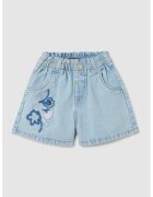 OVS Blugi scurti cu broderie - Albastru melange