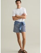 OVS Pantaloni scurti de baie cu snur - Alb/Albastru inchis