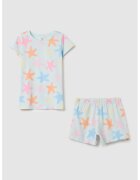 OVS Pijama din bumbac cu imprimeu - Portocaliu/Albastru glaciar/Roz