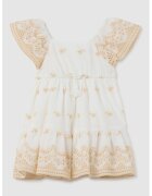 OVS Rochie cu snururi de ajustare in talie si broderie - Bej/Alb optic