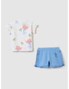 OVS Set de pantaloni scurti si tricou The Little Mermaid - Alb/Coral/Albastru