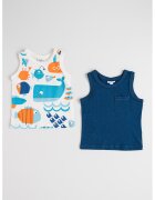 OVS Set de top-uri - 2 piese - Alb/Portocaliu mandarina/Albastru