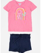 OVS Set de tricou de bumbac si pantaloni scurti - 2 piese - Roz deschis/Bleumarin