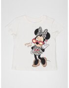 OVS Tricou cu decolteu la baza gatului Minnie Mouse - Alb fildes/Negru