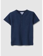 OVS Tricou cu fenta cu nasturi si buzunar pe piept - Bleumarin