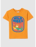 OVS Tricou cu imprimeu grafic si fenta cu capse - Portocaliu/Albastru royal
