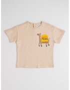 OVS Tricou de bumbac cu imprimeu - Maro nisip