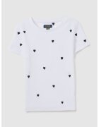 OVS Tricou din amestec de bumbac cu imprimeu si decolteu rotund - Negru/Alb optic