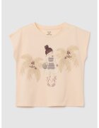 OVS Tricou din bumbac cu imprimeu si detaliu brodat - Roz somon
