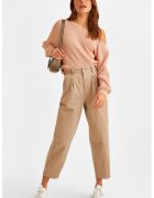 OXXO Blugi crop cu talie inalta - Maro nisip