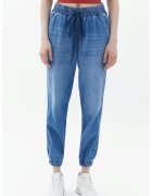 OXXO Blugi crop de bumbac cu snur - Albastru