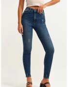 OXXO Blugi crop skinny cu talie inalta - Albastru melange