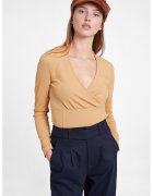 OXXO Bluza crop cu decolteu cache-coeur - Maro nisip