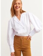 OXXO Bluza crop cu maneci bufante Popbuzgom - Alb optic