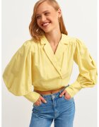OXXO Bluza crop cu maneci bufante Popbuzgom - Galben pai
