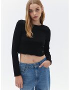 OXXO Bluza crop cu maneci lungi - Negru