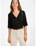 OXXO Bluza crop cu nasturi asimetrici - Negru