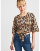 OXXO Bluza crop cu prindere la terminatie - Portocaliu/Alb murdar/Bleumarin