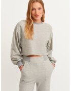 OXXO Bluza crop de trening cu maneci bufante Boskesnew - Gri melange