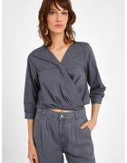 OXXO Bluza cu decolteu cache-coeur - Gri inchis