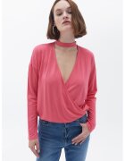 OXXO Bluza cu decolteu cache-coeur si decupaj - Roz