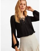 OXXO Bluza cu decupaje pe maneci - Negru