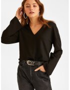 OXXO Bluza cu maneci lungi si decolteu in V - Negru