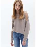 OXXO Bluza de trening cu umeri decupati - Maro taupe