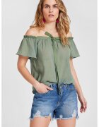 OXXO Bluza din bumbac cu decupaj pe umeri - Verde sparanghel