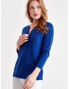 OXXO Bluza din bumbac cu fenta cu nasturi - Albastru royal