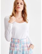 OXXO Bluza slim fit cu decolteu rotund - Alb optic