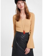 OXXO Bluza texturata cu maneci clopot - Maro nisip