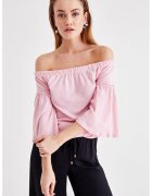 OXXO Bluza uni cu decolteu pe umeri - Roz pastel