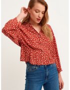 OXXO Camasa crop cu maneci lungi - Caramiziu/Crem