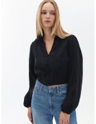 OXXO Camasa crop din amestec de modal - Negru