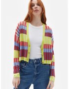 OXXO Cardigan cu dungi si maneci cazute - Albastru pastel/Rosu inchis/Verde fistic