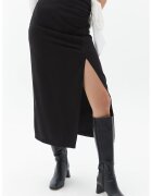 OXXO Fusta din lyocell cu slit lateral Temlongbuz - Negru