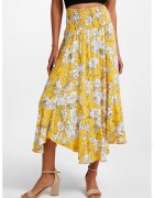 OXXO Fusta midi cu model floral - Alb/Galben