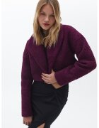 OXXO Haina crop de blana shearling sintetica cu revere ample - Violet tyrian