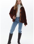 OXXO Palton scurt din blana shearling - Rosu inchis