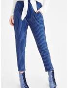 OXXO Pantaloni crop cu model in dungi si buzunare laterale - Alb/Albastru