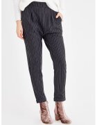 OXXO Pantaloni crop cu model in dungi si buzunare laterale - Alb/Negru