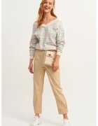OXXO Pantaloni crop cu model uni si talie inalta - Bej