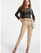 OXXO Pantaloni crop cu talie inalta - Bej
