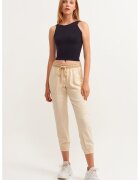 OXXO Pantaloni crop din lyocell cu snur - Bej deschis