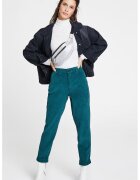 OXXO Pantaloni crop din reiat - Verde persan