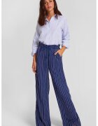OXXO Pantaloni cu croiala ampla - talie inalta si model in dungi - Pastel